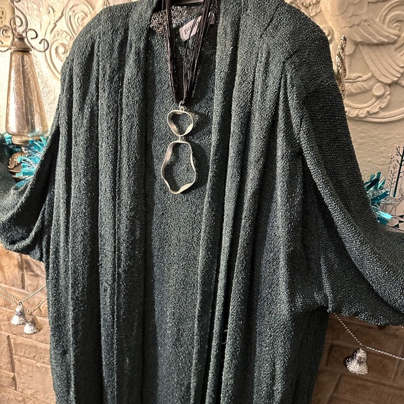 Vintage 2 pc pinache green fringe hand woven rayon dress and duster set - Picture 7 of 15